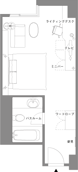 單床雙人房（豪華）平面圖