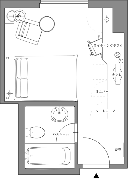 单床双人房（标准）平面图