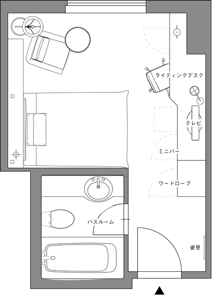 シングルルーム（ラグジュアリー）平面図