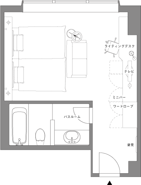 双床双人房（好莱坞成对）平面图