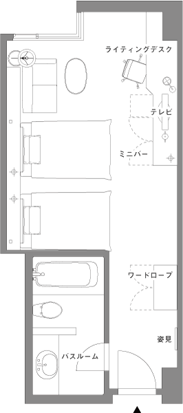 ツインルーム（ラグジュアリー）平面図