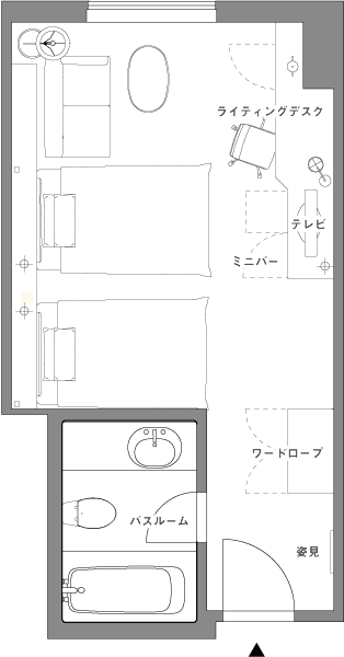 ツインルーム（スーペリア）平面図